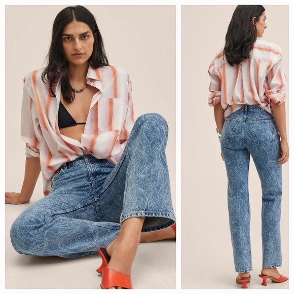 Mango Mid Rise Straight Leg Jeans - Picture 7 of 7
